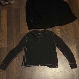 Old Navy Charcoal Waffle Knit Henley